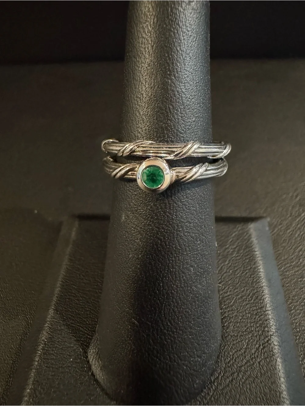 Peter Thomas Roth Sterling Silver and Emerald Slim Band Set